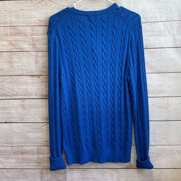 BROOKS BROTHERS SUPIMA COTTON CABLE KNIT SWEATER IN BLUE - Picture 5 of 5